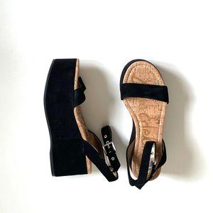 New Sam Edelman Black suede ankle strap platform sandals  7